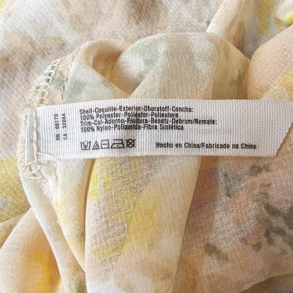 Free People Intimately Sheer Floral Top with Lace Trim and Tulip Hem, Size Med - Picture 11 of 13